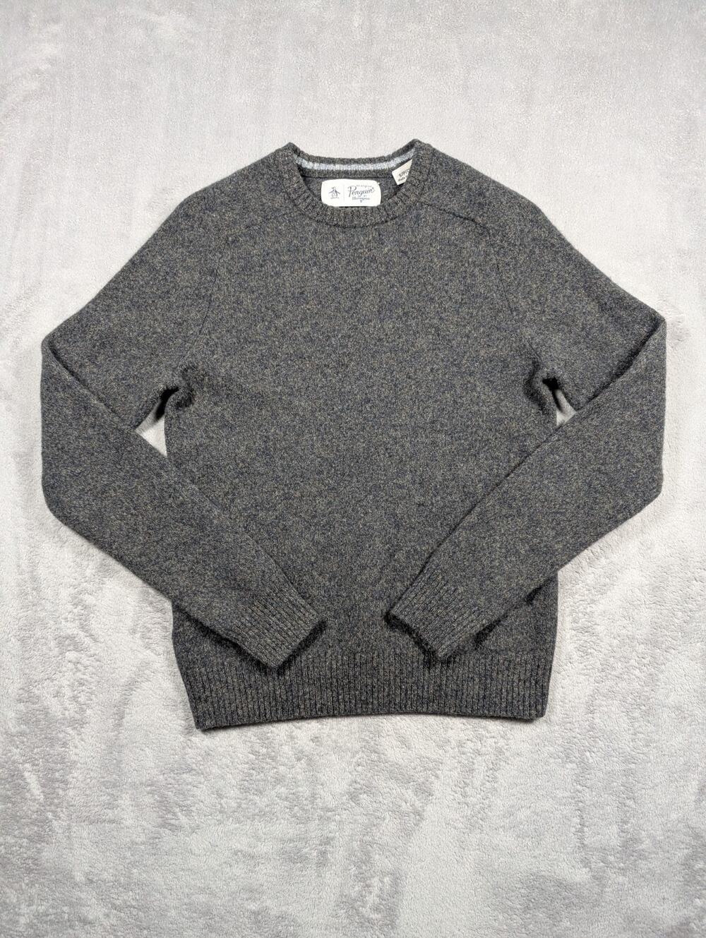 Original Penguin Boys Large 14 16 Lambswool Crewneck Sweater Gray Preppy Golf